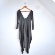 Load image into Gallery viewer, Made in Italy Harem Jumpsuit 10 12 Relaxed Grey Slouchy V Neck Romper Stretch