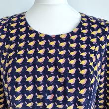 Load image into Gallery viewer, Boden Corduroy Dress Birds Print A Line Above Knee Navy Pockets Lined 12 Long