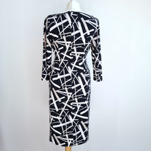 Load image into Gallery viewer, Joseph Ribkoff Dress Wiggle Work Tie Black White Office Stretch Long Sleeves 12