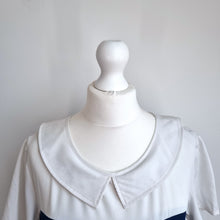 Load image into Gallery viewer, Therapy Dress Pleated Mini Peter Pan Collar UK 8 Colour Block Blue Yellow Lined