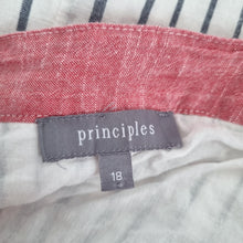 Load image into Gallery viewer, Principles Striped Midi Skirt UK 18 White Blue Cotton A Line Asymmetric Lined