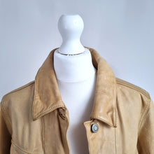 Load image into Gallery viewer, Vintage GAP Leather Jacket Tan Rare Genuine 90s Y2K Button Down Women's Medium