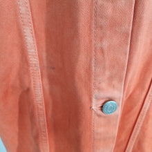 Load image into Gallery viewer, Jaded London Denim Coat Jacket Oversized Long Ombre Tie-Dye Orange Small Medium