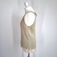 Load image into Gallery viewer, Next Knitted Vest Top Beige Medium Layered Hem Cami Bow Blouse Natural V Neck