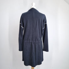 Load image into Gallery viewer, Jaeger Dress Mini Casual Long Sleeves Navy Drawstring Drop Waist Cotton Large