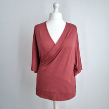 Load image into Gallery viewer, GAP Wrap Top Knit XL Dusty Pink Batwing Sleeves Tie Waist Oversized Jumper