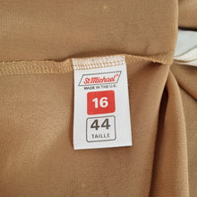 Load image into Gallery viewer, Vintage St Michael Blouse Top 80s Colourblock Tan Blue Mock Neck Button 12 14 16