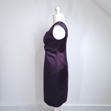 Load image into Gallery viewer, Laura Ashley Satin Dress UK 16 Purple Wiggle Occasion Cocktail Midi Shift Party