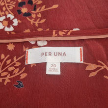 Load image into Gallery viewer, M&S Per Una Co-ord Midi Skirt Blouse Rust Brown Floral Print Set Occasion 20 22