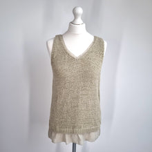Load image into Gallery viewer, Next Knitted Vest Top Beige Medium Layered Hem Cami Bow Blouse Natural V Neck