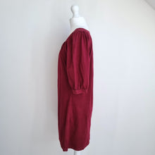 Load image into Gallery viewer, Hush Mini Dress Burgundy Smock 100% Cotton Babydoll Tunic Casual Jersey Red XS