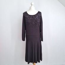 Load image into Gallery viewer, Monsoon Jumper Dress Sequins Black Large Long Sleeves A Line Knitted Party Knee