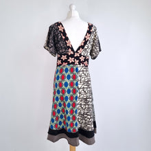 Load image into Gallery viewer, Desigual Dress Patchwork Print Skater Jersey 100% Cotton Y2K Logo Boho Medium