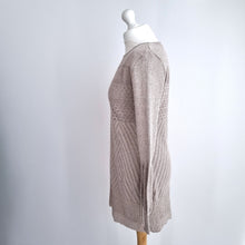 Load image into Gallery viewer, Vintage Ghost Dress Knitted Jumper Gold Beige Long Sleeve Mini Cotton Medium