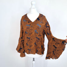 Load image into Gallery viewer, & Other Stories Blouse Silk Blend Paisley Jacquard Flared Sleeves Party Top 8