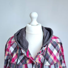 Load image into Gallery viewer, Joe Browns Shirt Plaid Removable Hood Check Snap Pink Cotton Tunic Plus Size 32