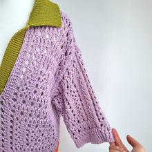 Load image into Gallery viewer, Zara Crochet Tunic Jumper Oversized Polo Shirt Small Granny Square Boho Knit