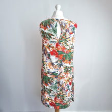 Load image into Gallery viewer, M&S Linen Blend Dress UK 12 Shift Tropical Floral Colourful Summer Sleeveless