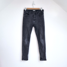 Load image into Gallery viewer, Whistles Skinny Jeans Black UK 30 High Rise Denim Stretch Slim Fit Faded Pockets