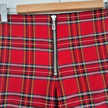 Load image into Gallery viewer, ZARA Red Tartan Skinny Trousers Small High Waisted Plaid Punk Leggings Check
