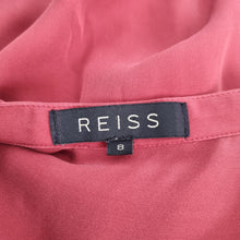 Load image into Gallery viewer, Reiss 100% Silk Top Sleeveless UK 8 Rust Red Ruffles Button Down Elias Blouse