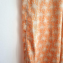 Load image into Gallery viewer, Zara Satin Trousers Wide Leg XS Palm Tree Print Pyjama Stripe Peach High Waist