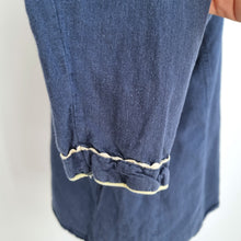 Load image into Gallery viewer, Gudrun Sjorden Blouse Smock Top Lace Up Navy Linen Cotton Utility Boho Small