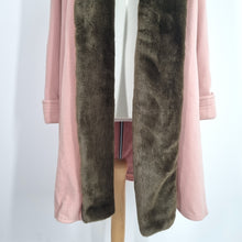 Load image into Gallery viewer, Vintage St Michael Wool Coat UK 12 Pink Faux Fur Collar 90s Oversized Pockets
