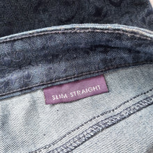 Load image into Gallery viewer, NYDJ Jeans Slim Straight Floral Jacquard Lift Tuck Dark Blue Mid Rise UK 16