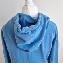 Load image into Gallery viewer, Sweaty Betty Fleece Sweatshirt UK XS Sky Blue Cowl Pockets Thumbhole Hoodie Top