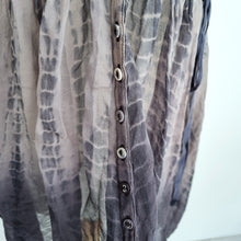 Load image into Gallery viewer, AllSaints Top 100% Silk Floaty Grey Blouse Porisian Kaftan Animal Print Tunic 10