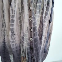 Load image into Gallery viewer, AllSaints Top 100% Silk Floaty Grey Blouse Porisian Kaftan Animal Print Tunic 10