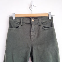 Load image into Gallery viewer, J Brand Skinny Jeans Khaki Green 23 XS Distressed Alana Ripped Mid Rise Stretch