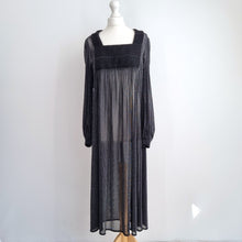 Load image into Gallery viewer, Zara Lurex Kaftan Dress Sparkly Sheer Midi Black Long Sleeves Party Boho Medium
