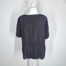 Load image into Gallery viewer, Marks & Spencer Black Blouse UK 22 Lace Trim Top Steampunk Victoriana Viscose
