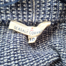 Load image into Gallery viewer, Seasalt Cornwall Cardigan Wool Blend Granary Open Blue Pockets Longline Size 10