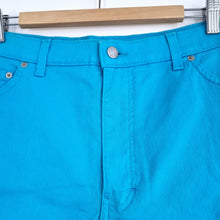 Load image into Gallery viewer, Vintage St Michael Denim Shorts UK 18 Fits 14 Turquoise Blue Stretch M& Mom 90s