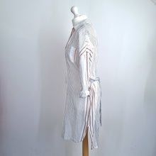 Load image into Gallery viewer, Principles Shirt Dress White 16 100% Cotton Striped Long Sleeves Beach Cover Up