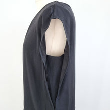 Load image into Gallery viewer, AllSaints Black Mini Dress Seymour Silk Blend Draped Pleated Tunic Repair 10