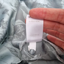 Load image into Gallery viewer, M&S Satin Blouse Chinese Qipao Jacquard Light Blue Top Short Sleeve Mock Neck 22