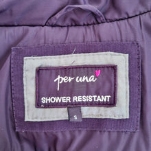 Load image into Gallery viewer, M&S Coat Shower Resistant Purple Per Una Rain Removable Hood Waterproof Small
