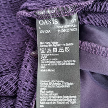 Load image into Gallery viewer, Oasis Top Purple Velvet Sparkly Blouse Large Short Sleeves Casual Metallic Party