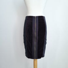 Load image into Gallery viewer, COS Pencil Skirt Velvet Full Zip Panels Black Work Party Knee Length Stretch 10