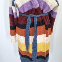 Load image into Gallery viewer, Next Long Cardigan Belted 18 Multicoloured Pockets Striped Coatigan Chunky Knit