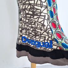 Load image into Gallery viewer, Desigual Dress Patchwork Print Skater Jersey 100% Cotton Y2K Logo Boho Medium