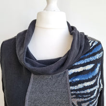 Load image into Gallery viewer, Joseph Ribkoff Patchwork Dress UK 16 Jumper Zebra Print Cowl Neck Tunic Winter