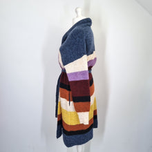 Load image into Gallery viewer, Next Long Cardigan Belted 18 Multicoloured Pockets Striped Coatigan Chunky Knit