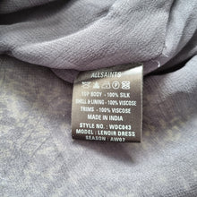 Load image into Gallery viewer, AllSaints Dress 100% Silk Mini Textured Sequins Pockets Grunge Lined Party 6