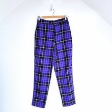 Load image into Gallery viewer, Nasty Gal Tartan Trousers Purple Plaid Pants Cigarette Punk Check High Rise 8