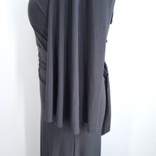 Load image into Gallery viewer, Club L London Maxi Dress UK 20 Black Ruched Open Back Evening Occasion Gothic